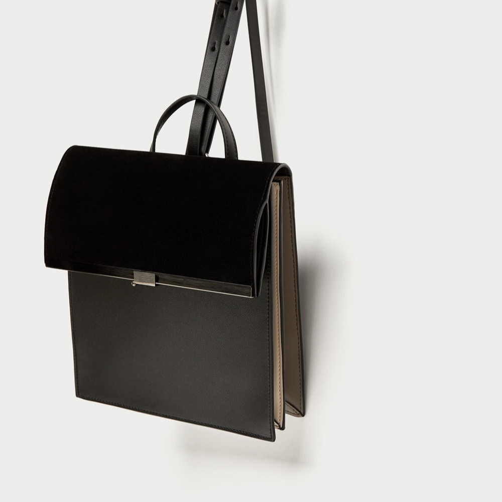 ZARA SLEEK LEATHER BACKPACK WITH METALLIC DETAIL - Picture 5 of 8